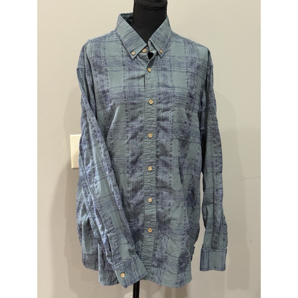 ROWM Waffle Plaid Button-Up XL Cotton Blend Coastal Grandpa 90's Grunge Revival